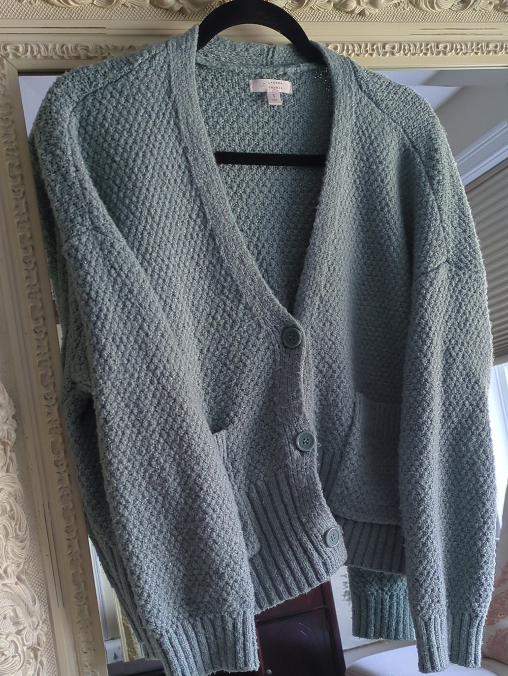 LC Lauren Conrad Dusty Blue Knit Button-Front Cardigan